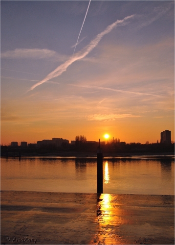 Antwerpen,Schelde,zonsondergang